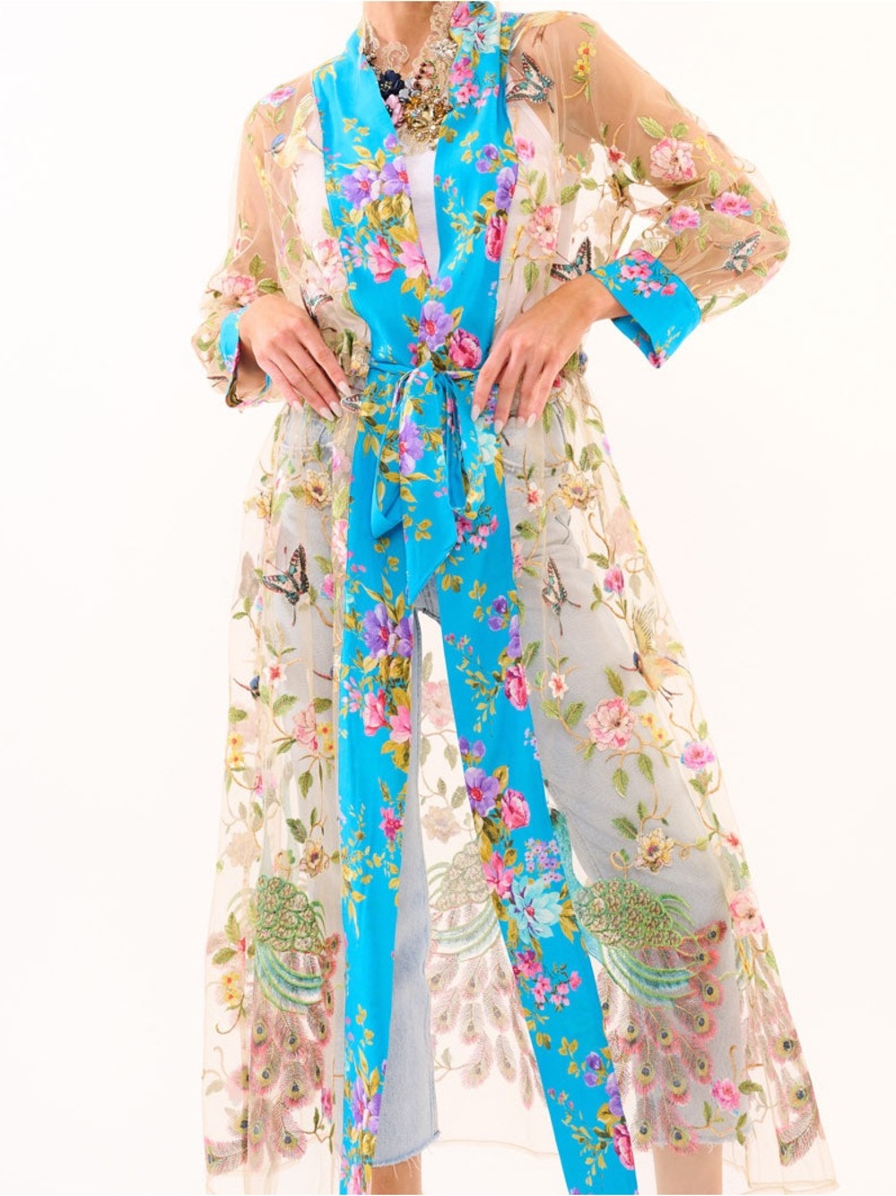 Aratta Garden of Eden Embroidered Mesh Kimono, NWT, $269 MSRP - Picture 2 of 15